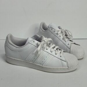 Adidas Superstar White Leather Shell Toe Sneakers Size 7 Athletic Y2k Streetwear